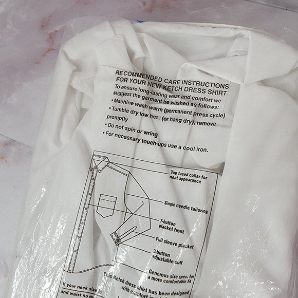 Ketch Long Sleeve Gentleman's Cut Regular 16 32-33 White Button Up Collard - Picture 9 of 9